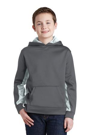 Sport-Tek Youth Sport-Wick CamoHex Fleece Colorblock Hooded Pullover
