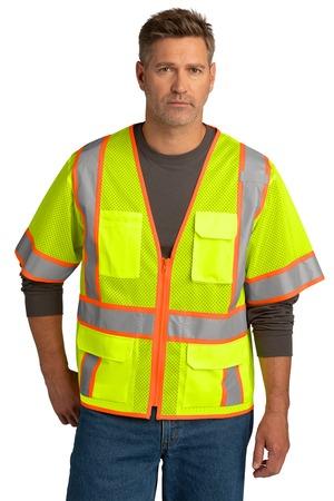 ANSI 107 Class 3 Surveyor Mesh Zippered Two-Tone Short Sleeve Vest.