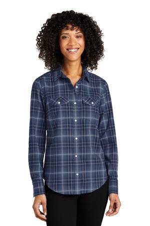 Ladies Long Sleeve Ombre Plaid Shirt