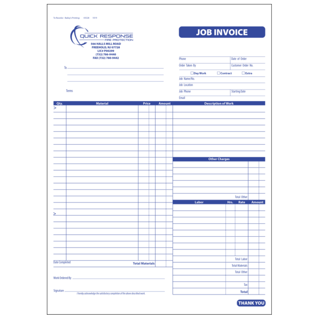 QRFP Job Invoice