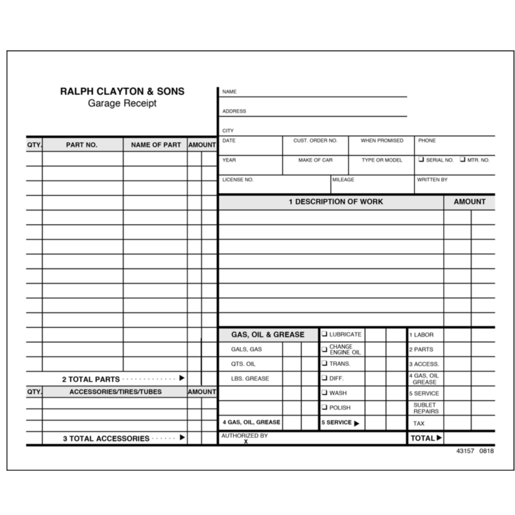 Garage Receipt