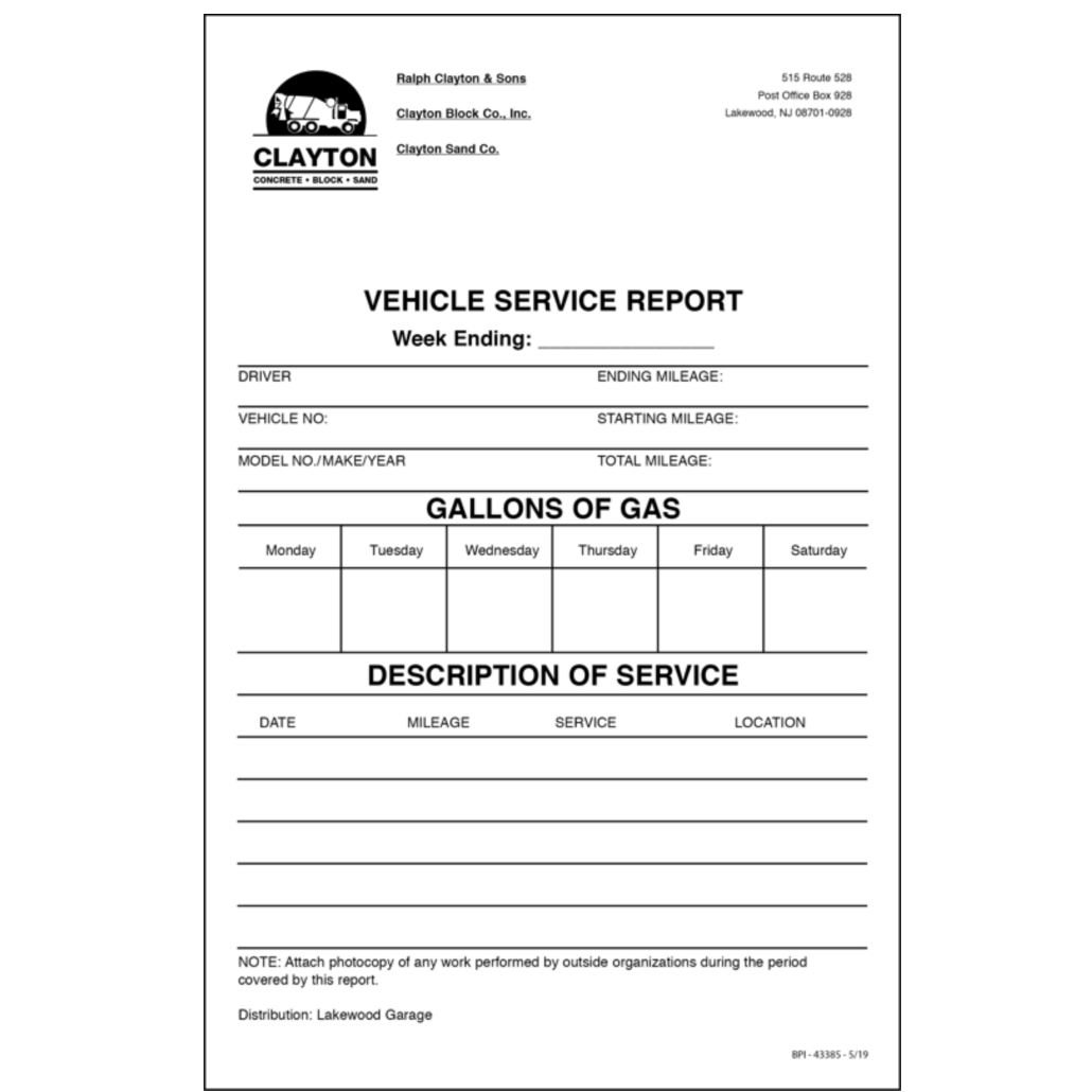 Vehicle Service Report