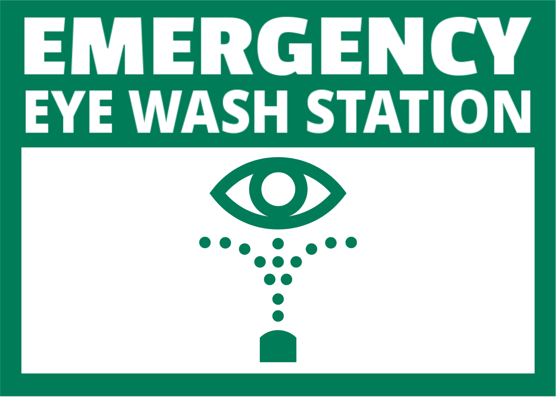 10 x 14 PVC Wall Sign, Health and Safety - Tags: Emergency Eye Wash Station, Sprinkler, Spray, Irritant, Lab, 