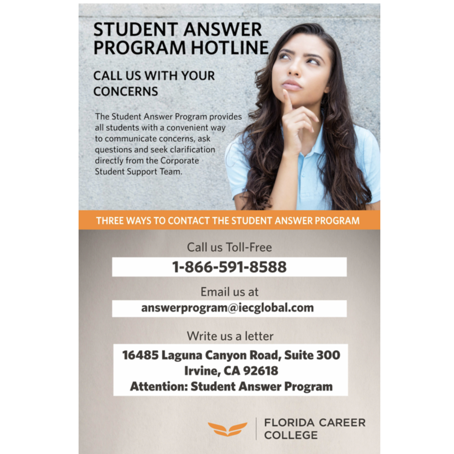 STUDENT ANSWER PROGRAM HOTLINE POSTER