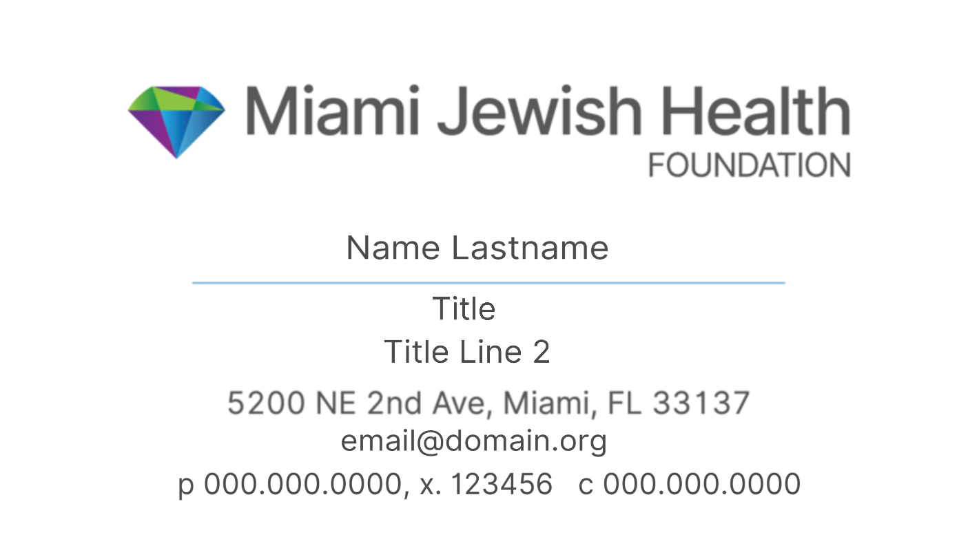 Business Cards Miami Jewish Health Foundation