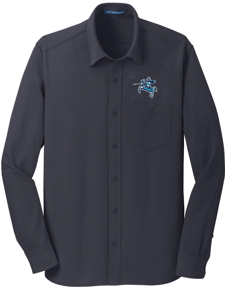 PCES UNISEX ADULT on long sleeve knit dress shirt