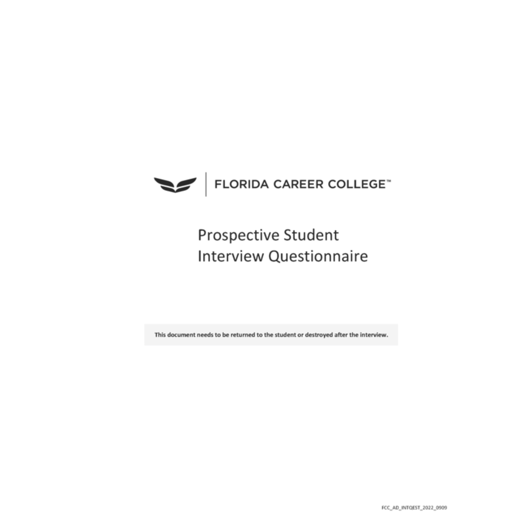 Prospective Student Interview Questionnaire