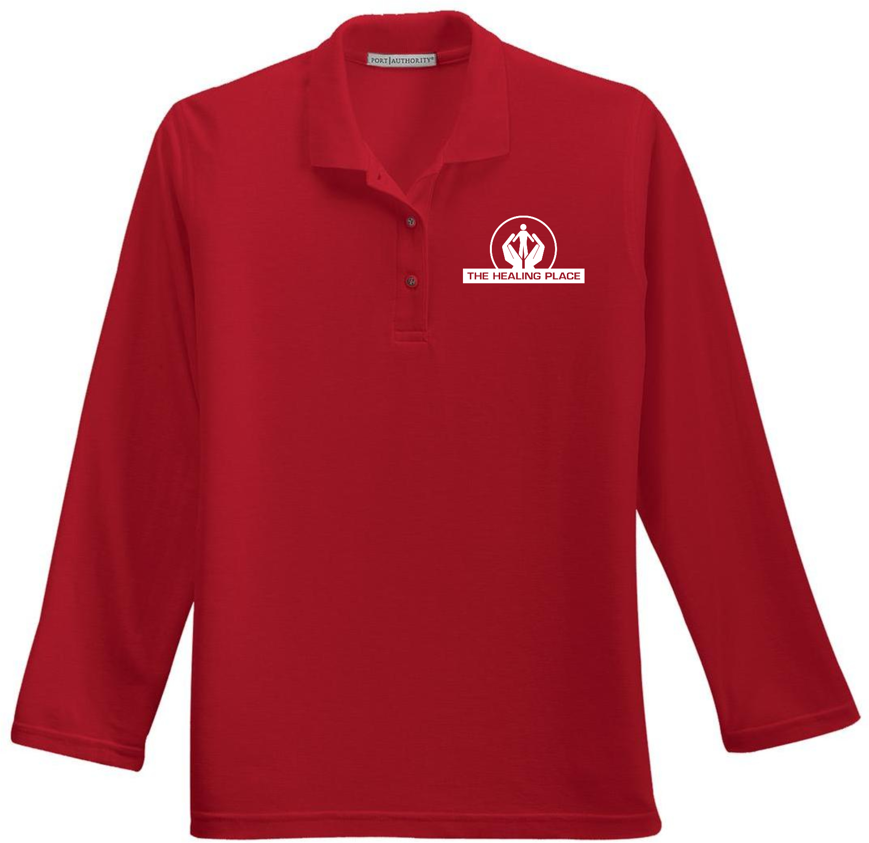 Port Authority® Ladies Silk Touch™ Long Sleeve Polo L500LS (White Logo)