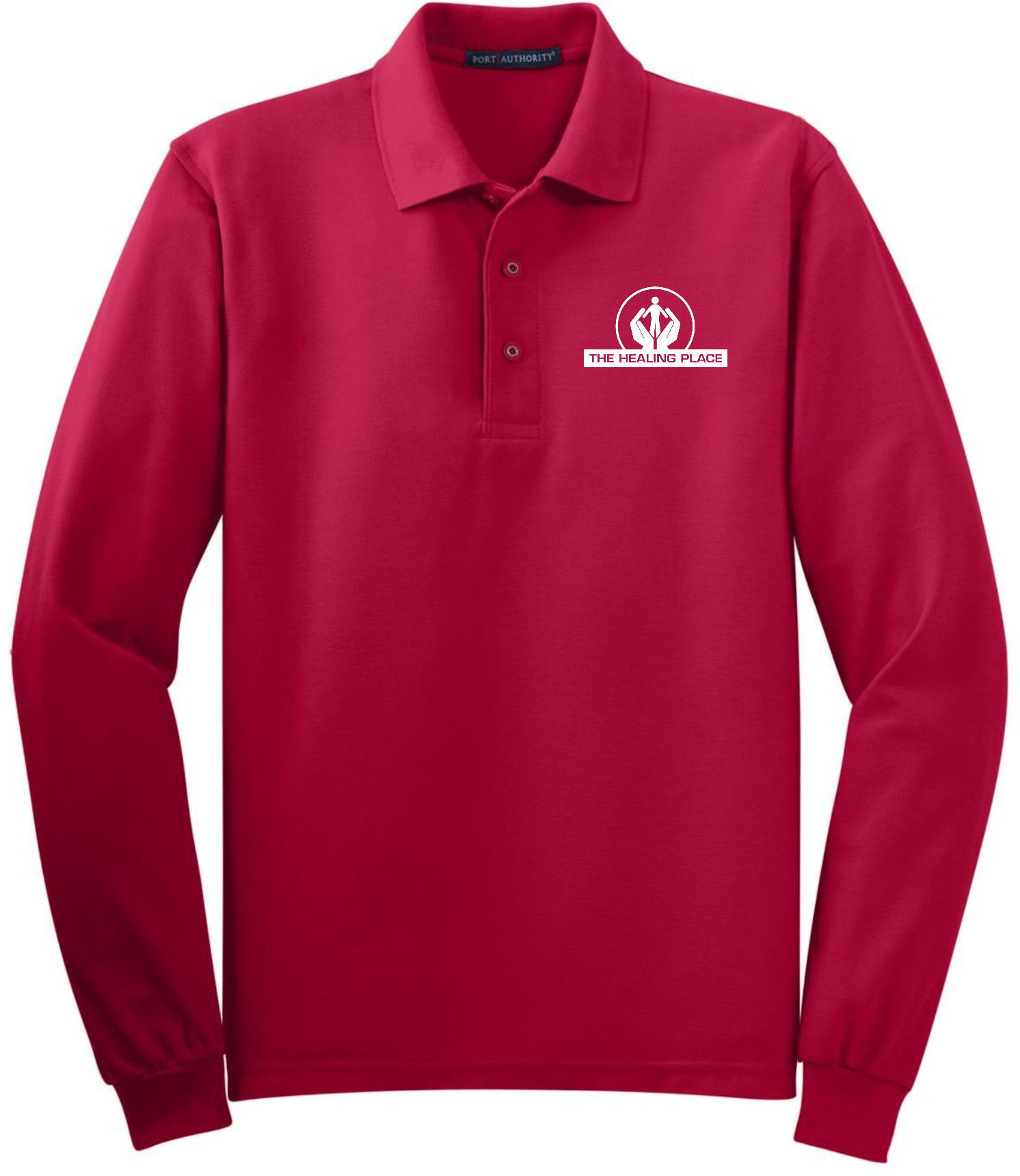 Port Authority® Silk Touch™ Long Sleeve Polo K500LS (White Logo)
