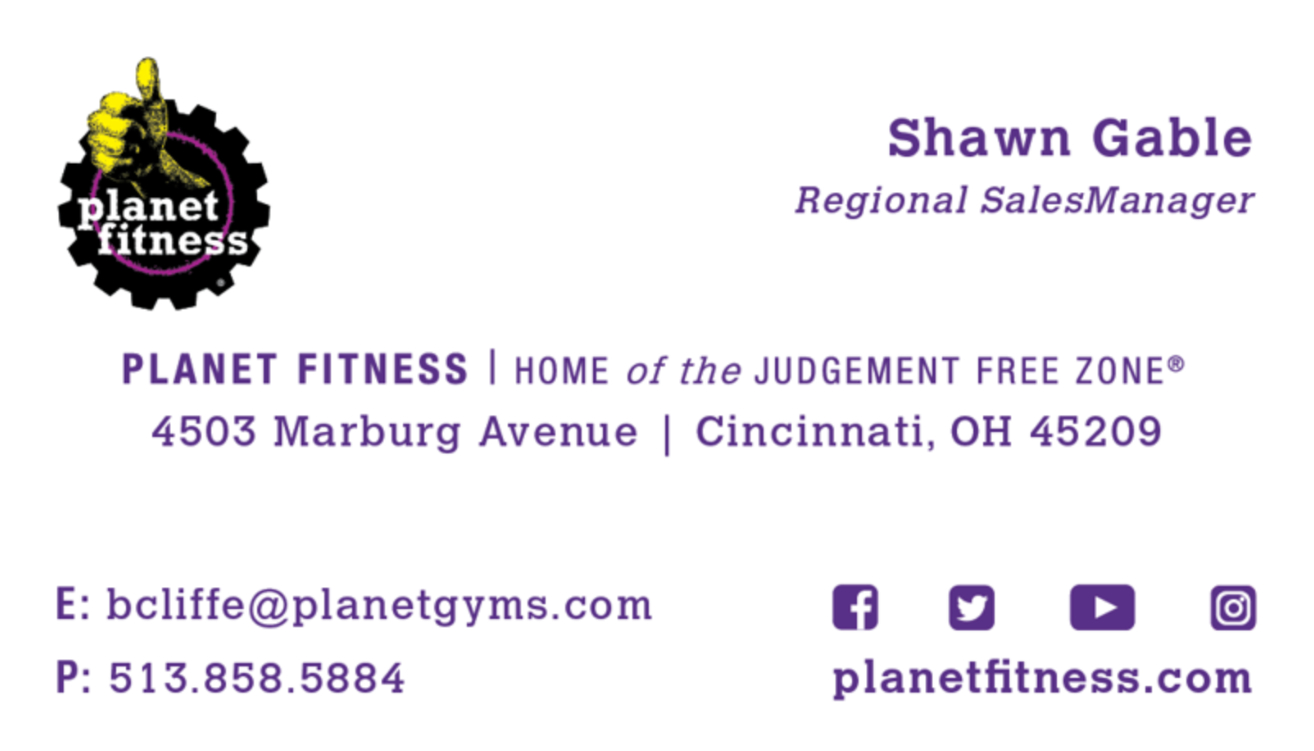 Planet Fitness Business Cards