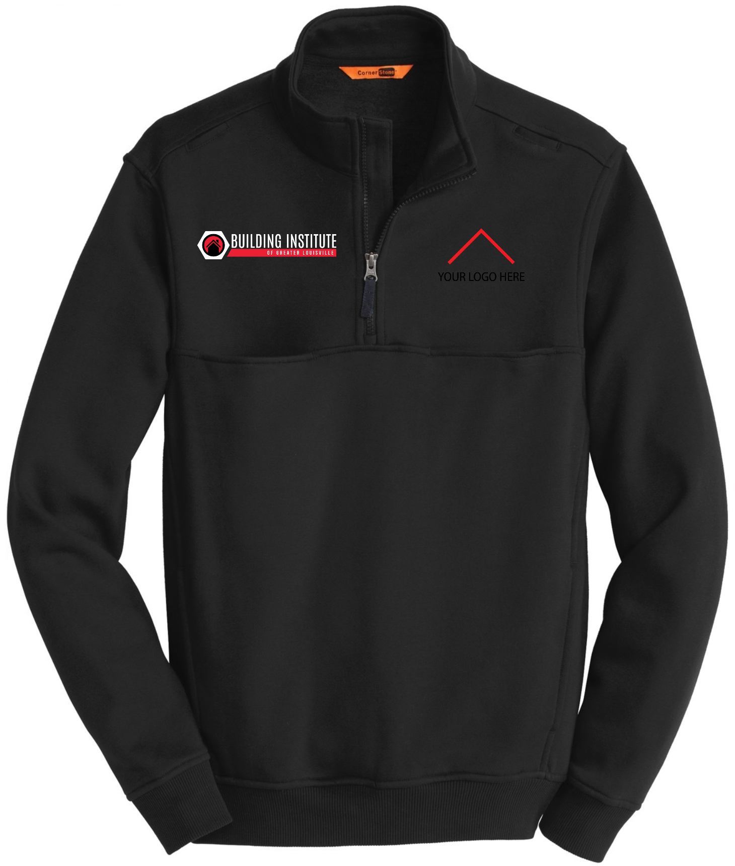 Building Institute - CornerStone® 1/2-Zip Job Shirt - CS626 (Black Logo) (Add Your Own)