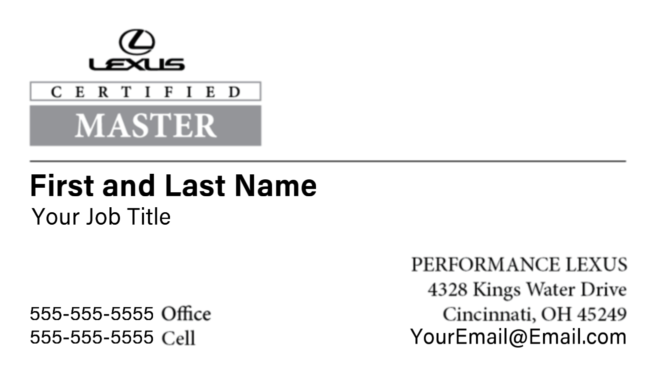 Performance Lexus - Business Cards