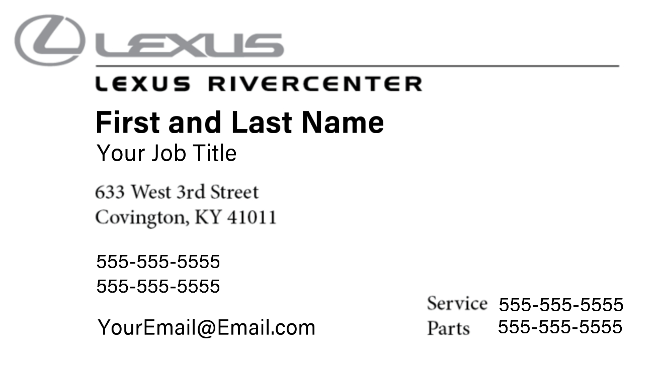 Performance Lexus RiverCenter - Business Cards