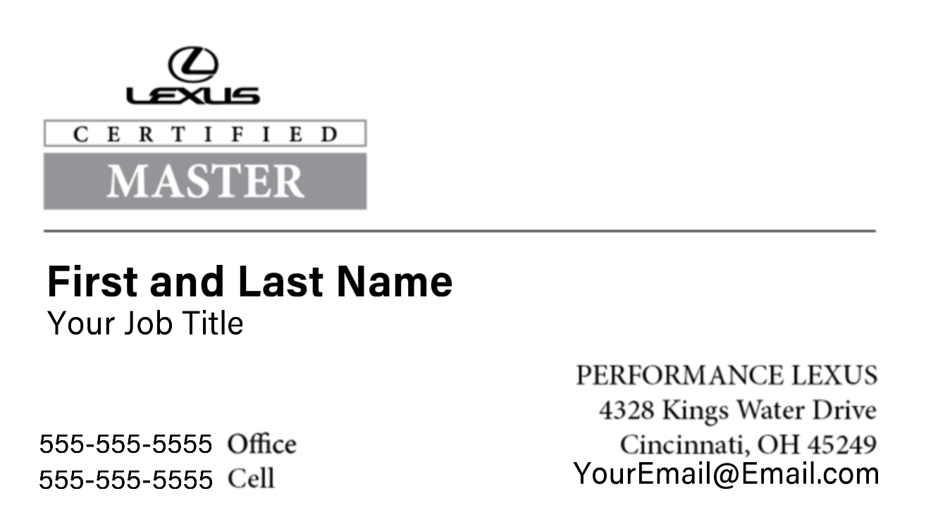 Performance Lexus - Business Cards
