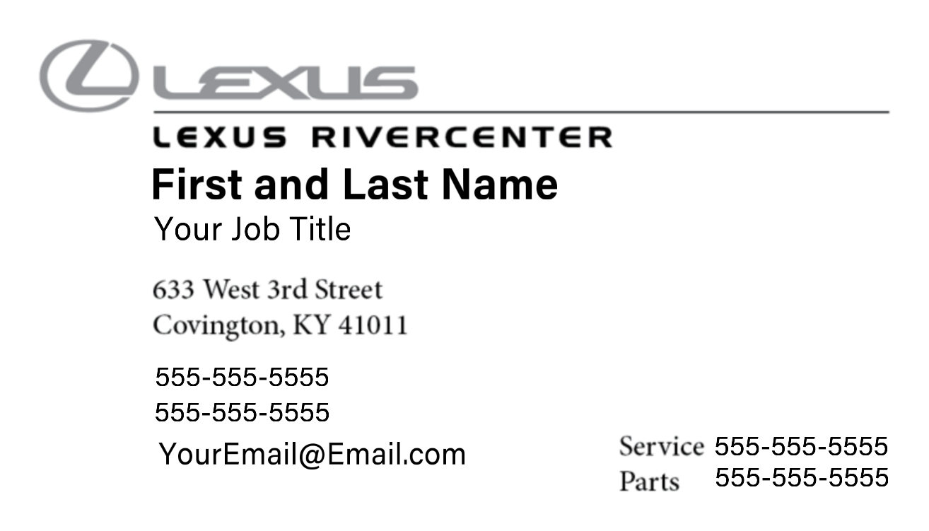 Performance Lexus RiverCenter - Business Cards