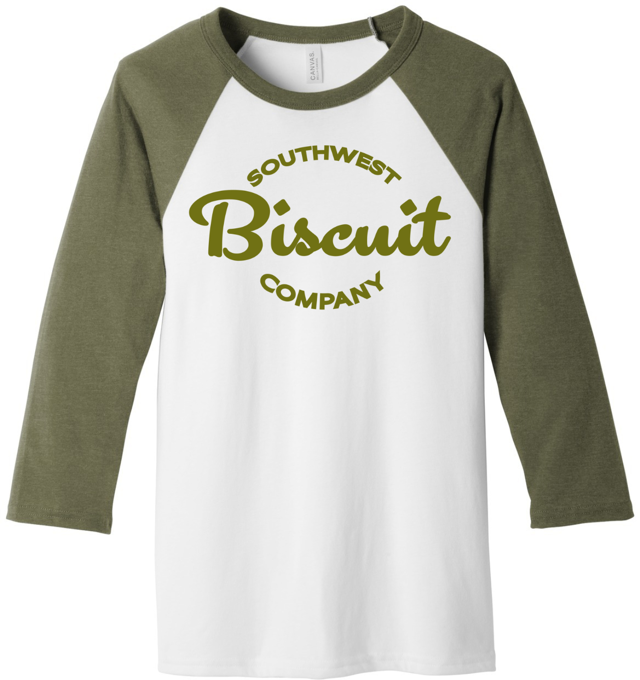 Olive/white 3/4 Sleeve_Olive imprint