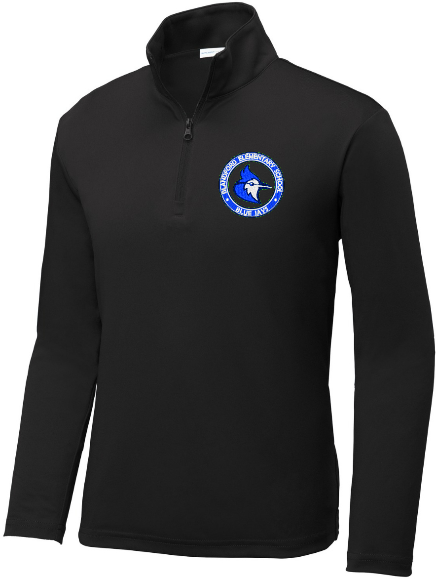 YST357 Black 1/4 Zip Polyester YOUTH