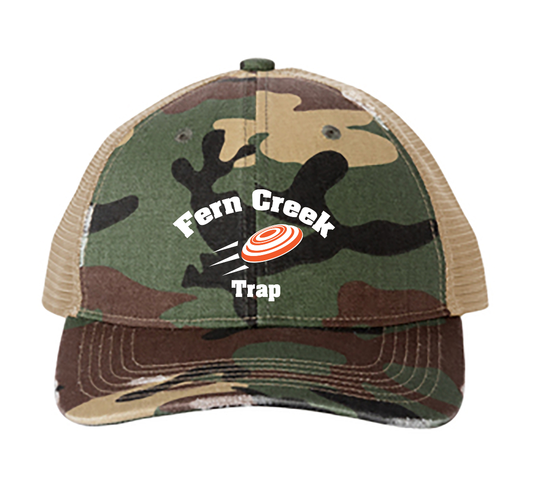 Port Authority® Distressed Mesh Back Cap  - C600 (White Logo) Embroidery