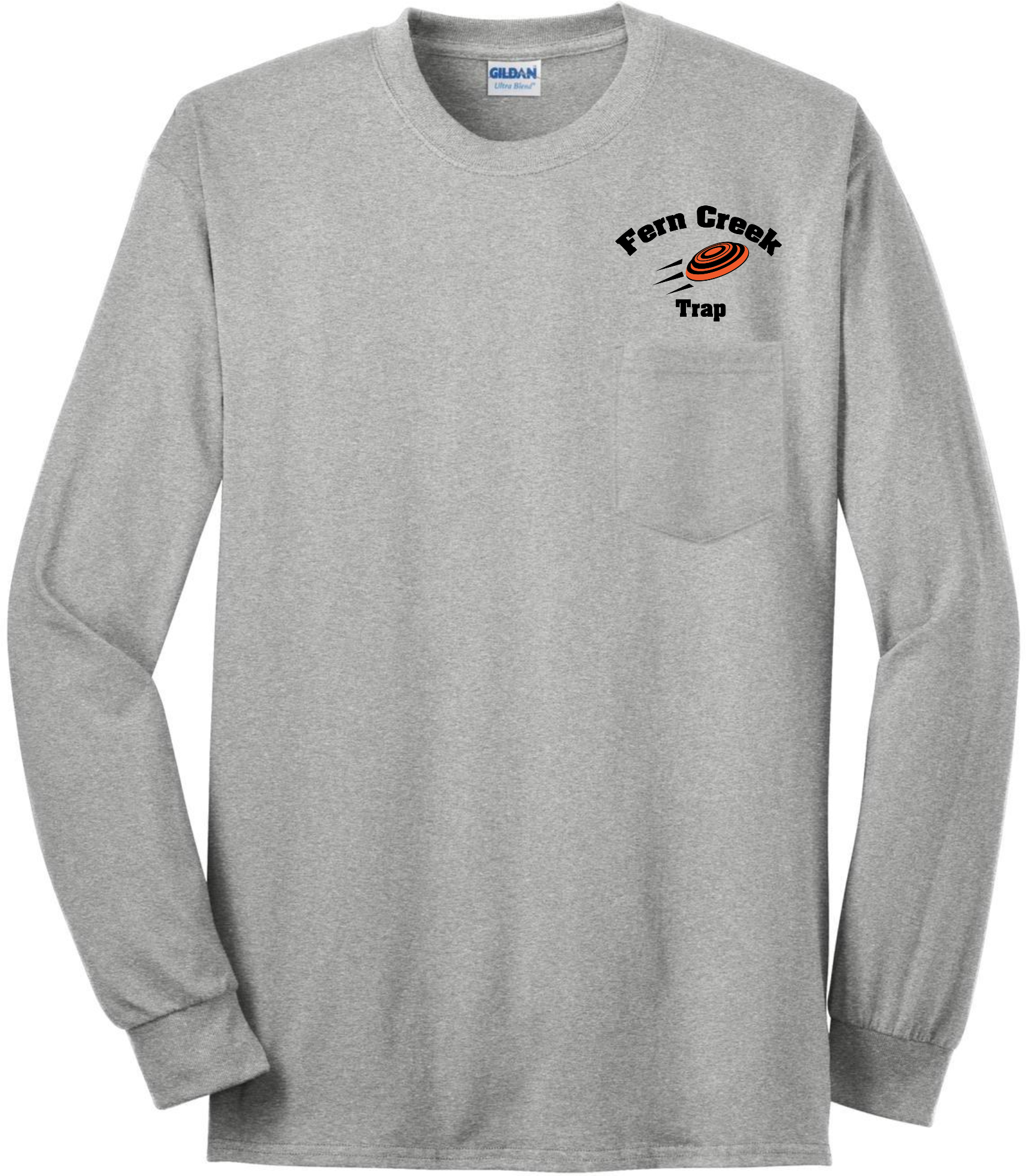 Gildan® - Ultra Cotton® 100% US Cotton Long Sleeve T-Shirt with Pocket - 2410 (Black Logo) Screen Print