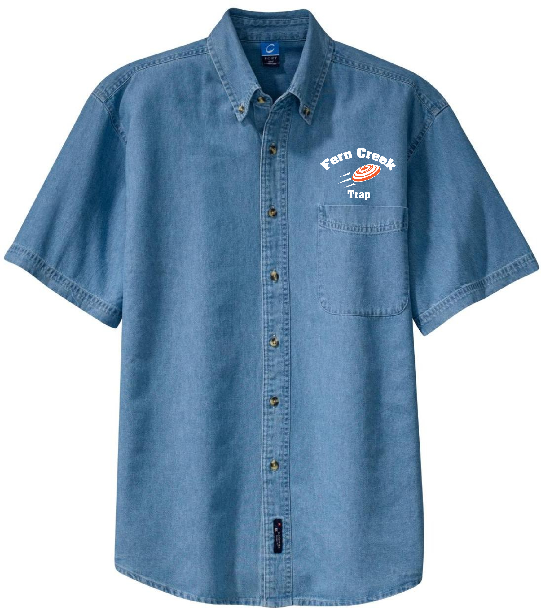 Port & Company® - Short Sleeve Value Denim Shirt - SP11 (White Logo) Screen Print