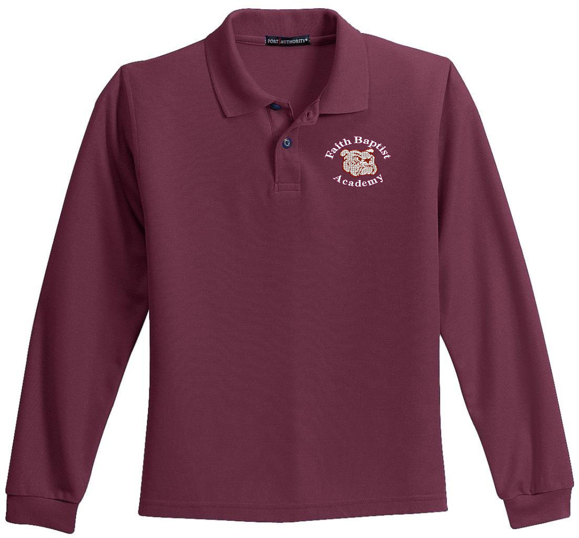 Youth Maroon Faith Baptist Cotton Blend L/S Polo