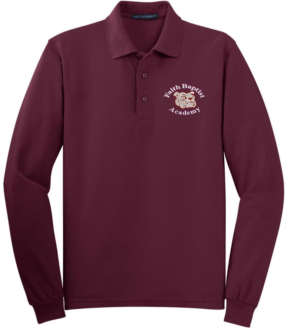 Adult Maroon Faith Baptist Cotton Blend L/S Polo