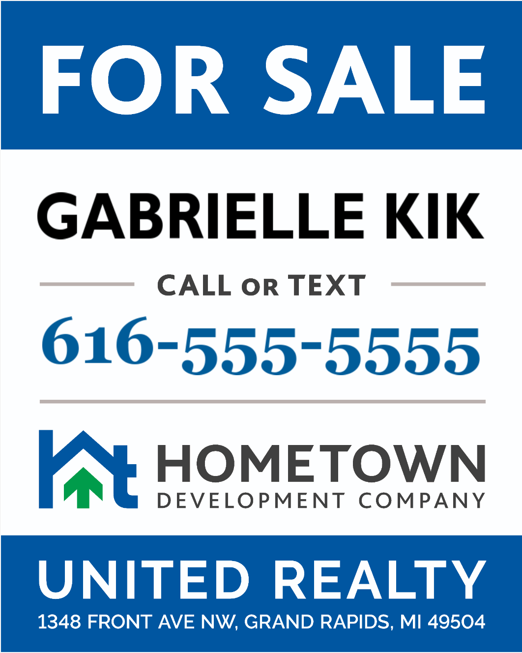 Real Estate Sign Independent 30 x 24 Tags united, realty, hometown