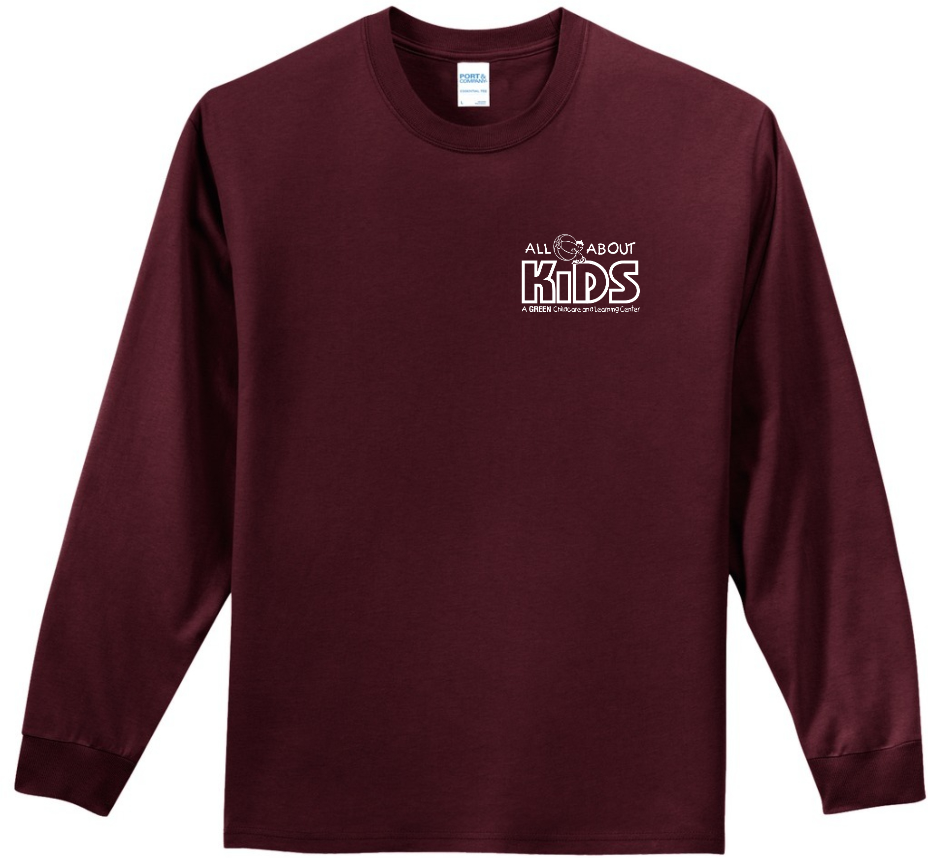 Port & Company® Long Sleeve Essential Tee – PC61LS (White Logo)