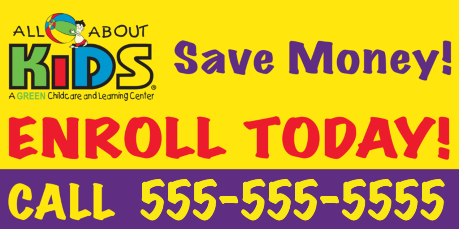 All About Kids - Save Money - 8'x4' Banner