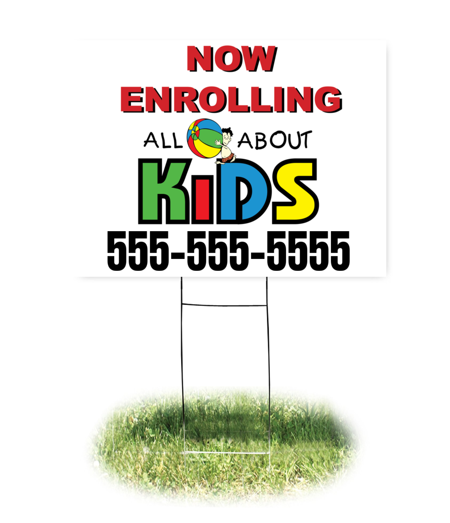 All About Kids - Now Enrolling - 24"x18" Yard Sign