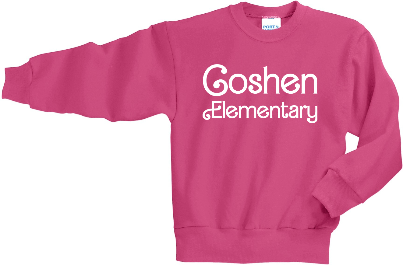 Port & Company® Youth Core Fleece Crewneck Sweatshirt - PC90Y (White Barbie Logo)