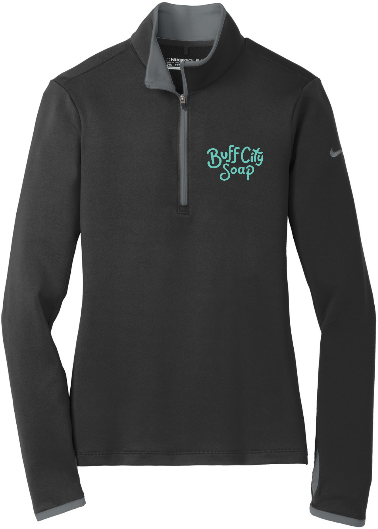 Nike Ladies Dri-FIT Stretch 1/2-Zip Cover-Up - 779796 (Teal Logo)