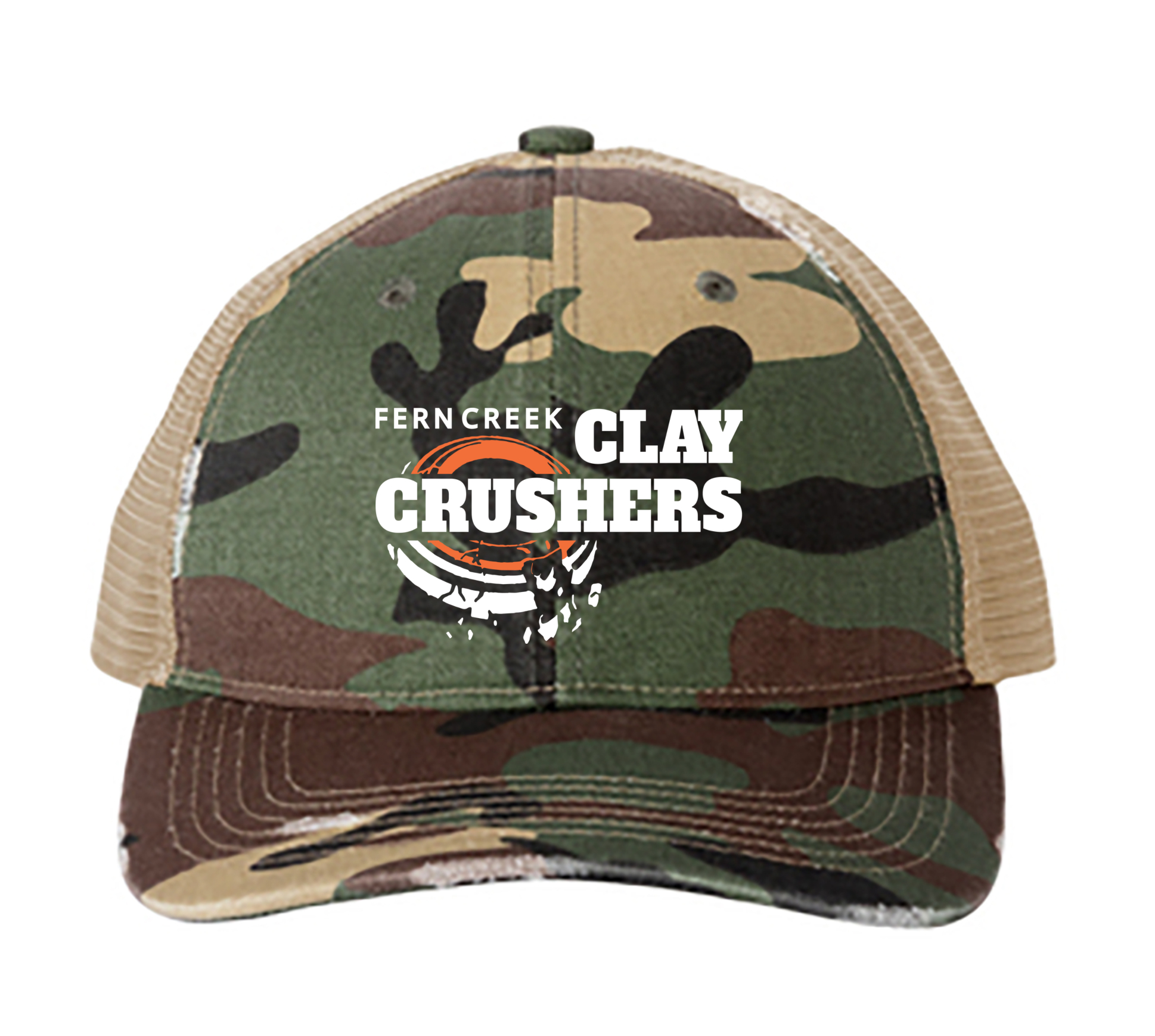 Clay Crushers - Port Authority® Distressed Mesh Back Cap  - C600 (White Logo) Embroidery