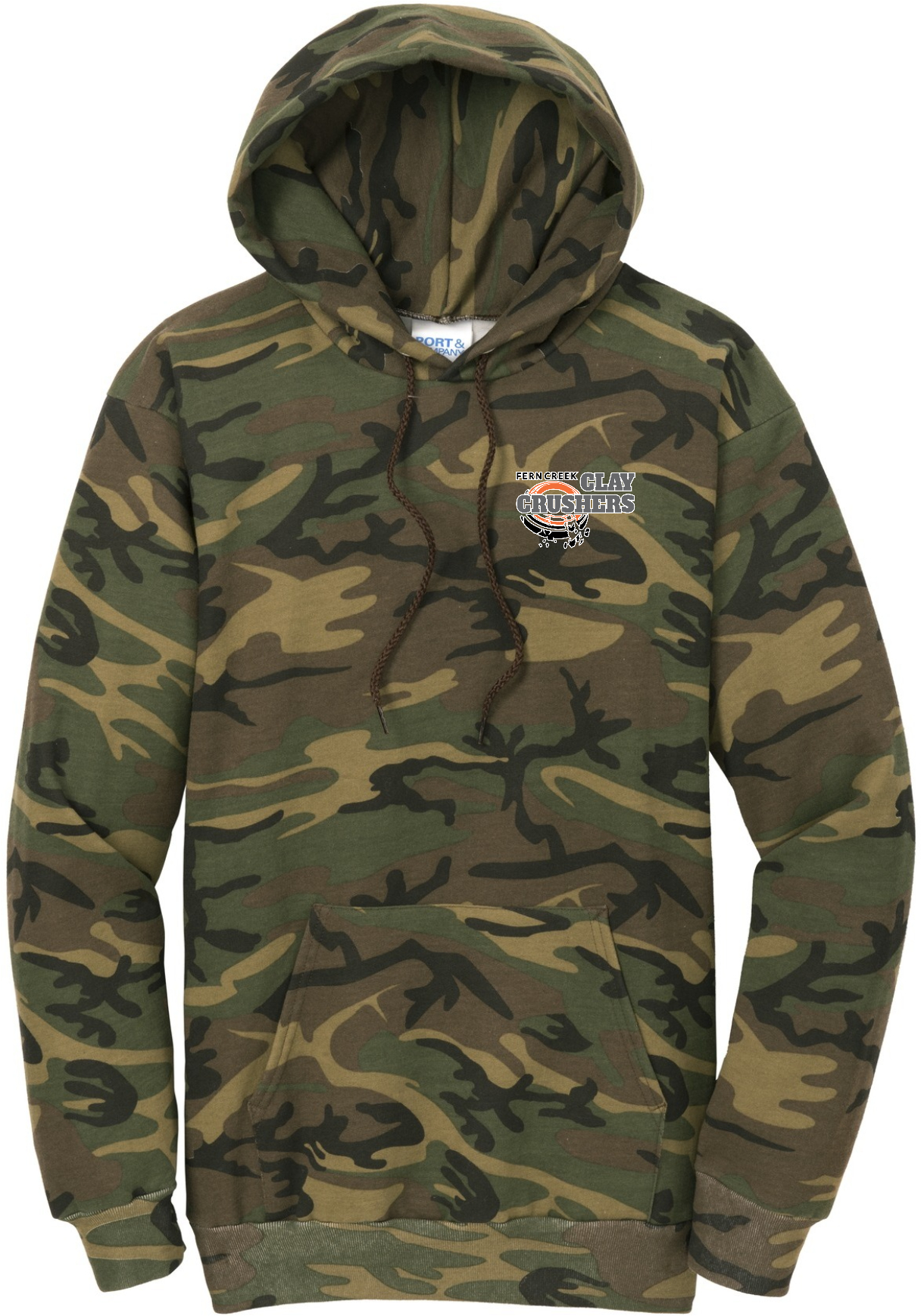 Clay Crushers - Port & Company® Core Fleece Camo Pullover Hooded Sweatshirt - PC78HC (Outlined Logo) DTF