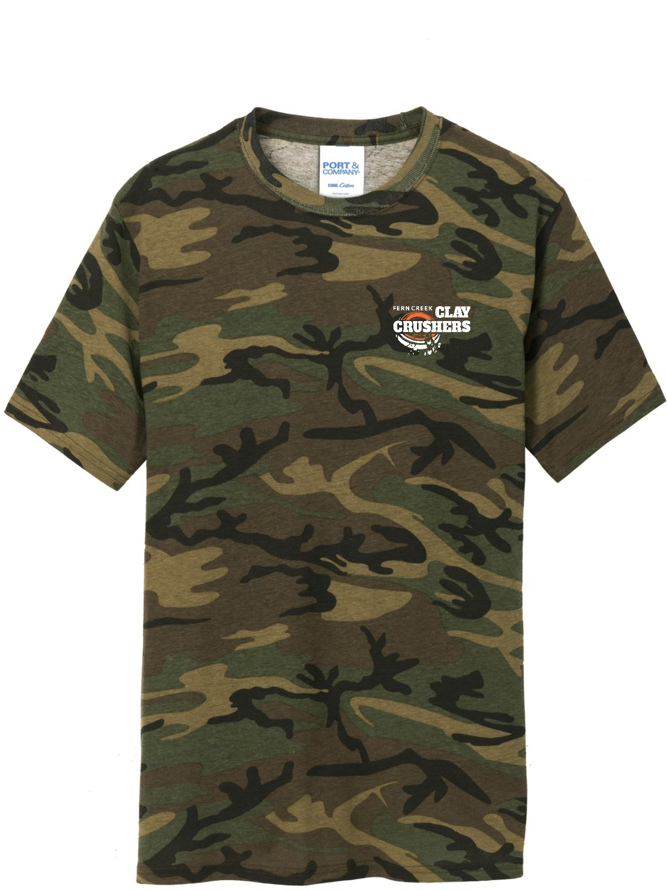 Clay Crushers - Port & Company® Core Cotton Camo Tee - PC54C (White Logo) DTF
