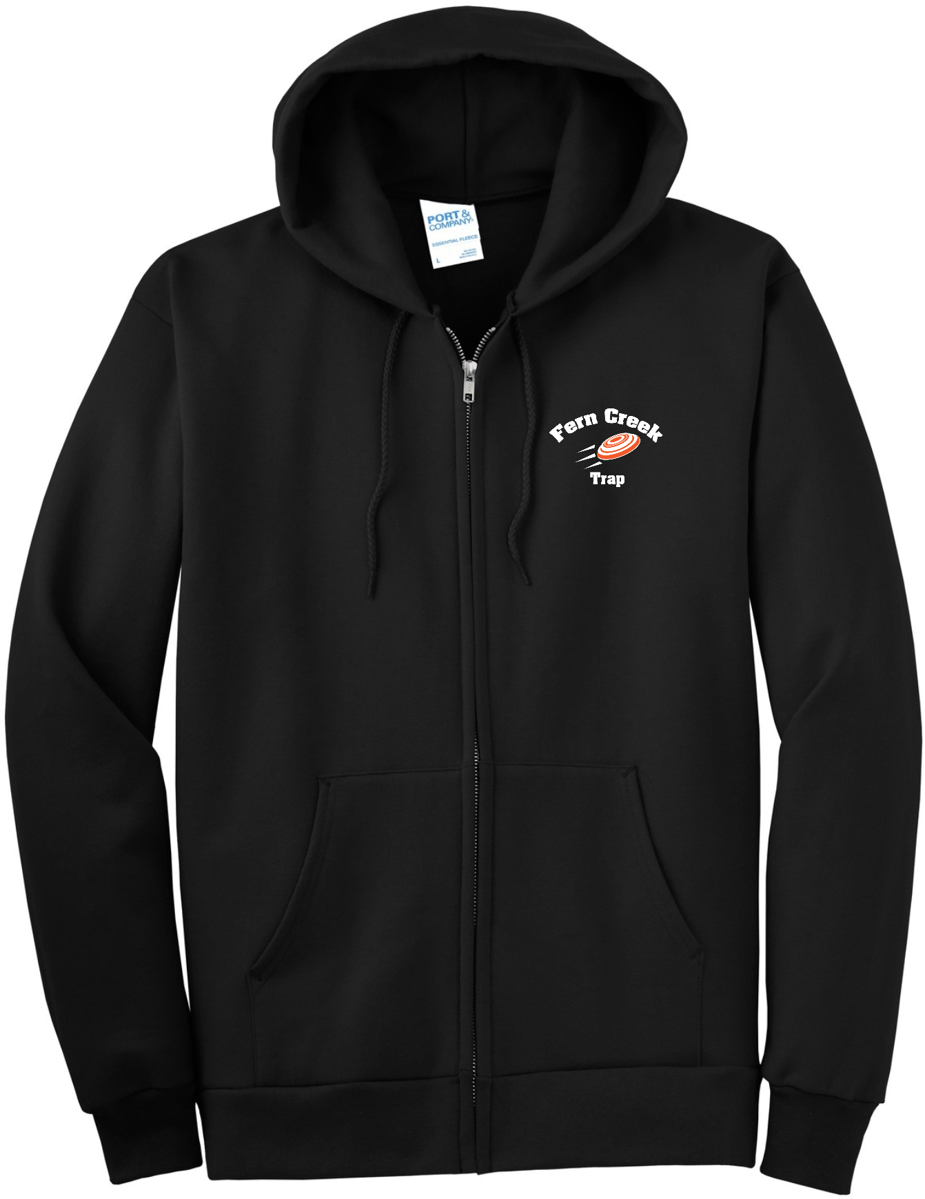 Fern Creek Trap – Port & Company® Essential Fleece Full-Zip Hooded Sweatshirt - PC90ZH (White Logo) DTF