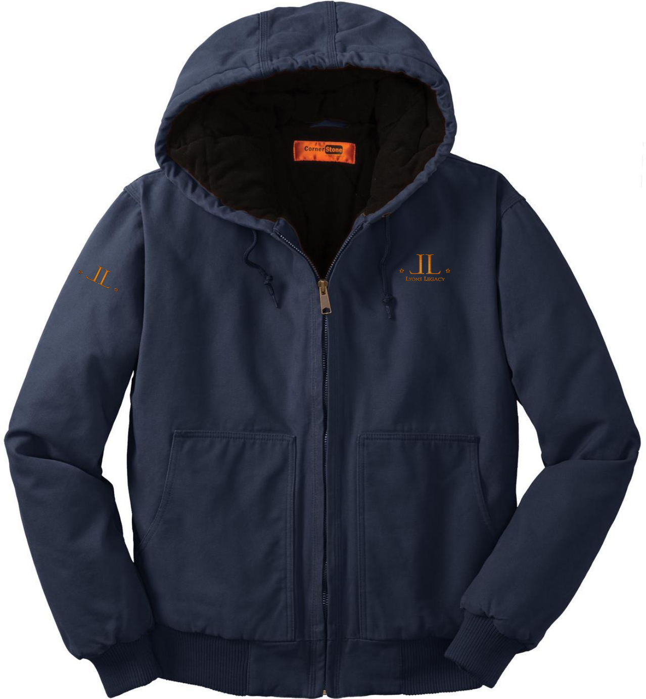 LL CREST, ARM on Cornerstone Duck cloth insulated hooded work jacket