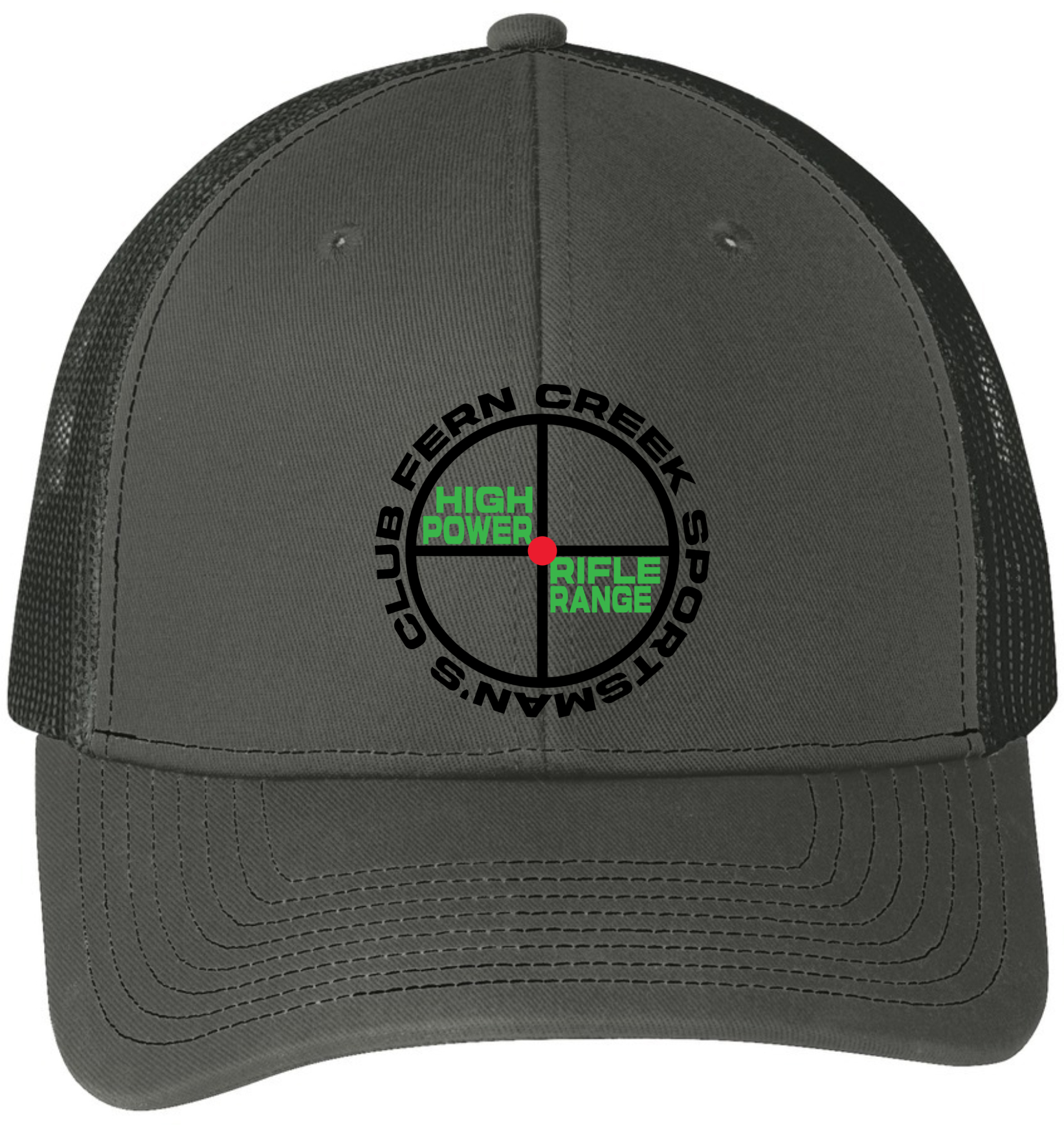 Fern Creek High Power Rifle Range - Port Authority® Snapback Trucker Cap - C112 (Black Logo) Embroidery
