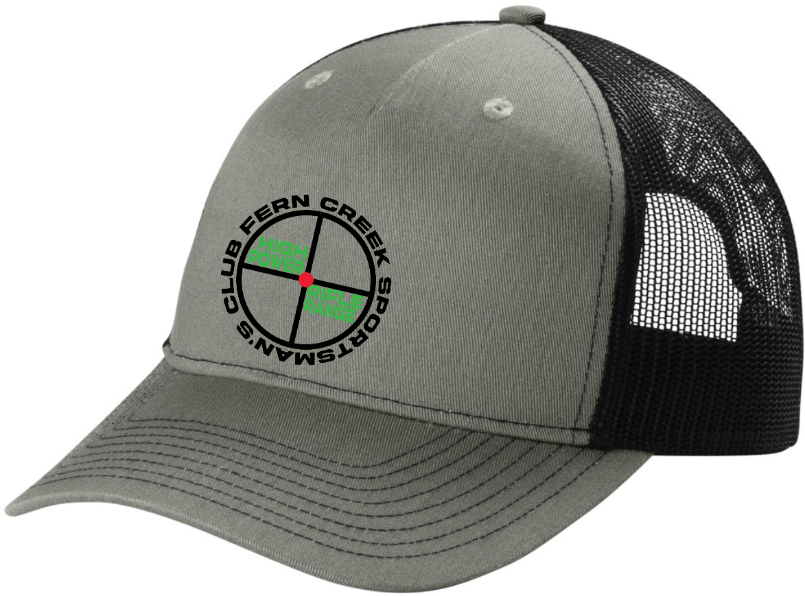 Fern Creek High Power Rifle Range - Port Authority® Snapback Five-Panel Trucker Cap - C115 (Black Logo) Embroidery