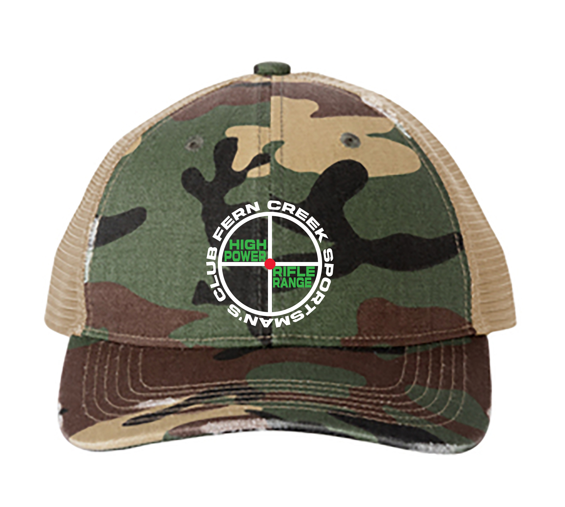 Fern Creek High Power Rifle Range - Port Authority® Distressed Mesh Back Cap  - C600 (White Logo) Embroidery