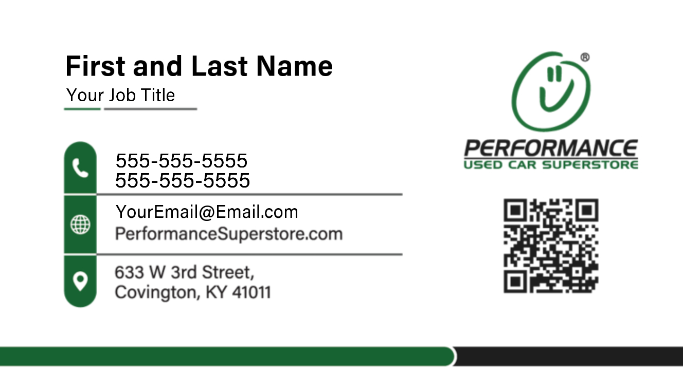 Performance Used Car Superstore - Business Cards