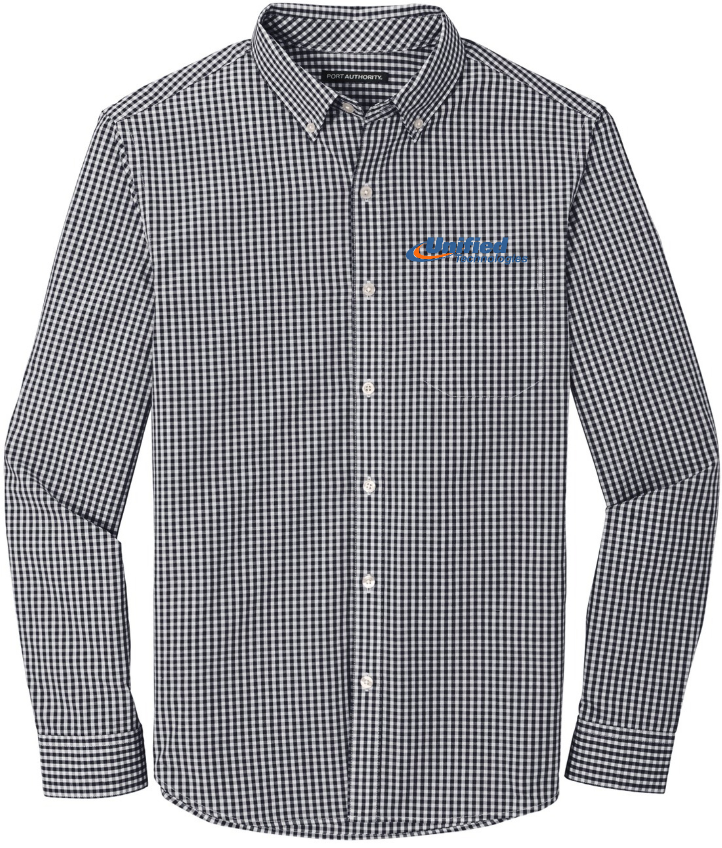 Port Authority ® Broadcloth Gingham Easy Care Shirt - W644 (Blue Logo)