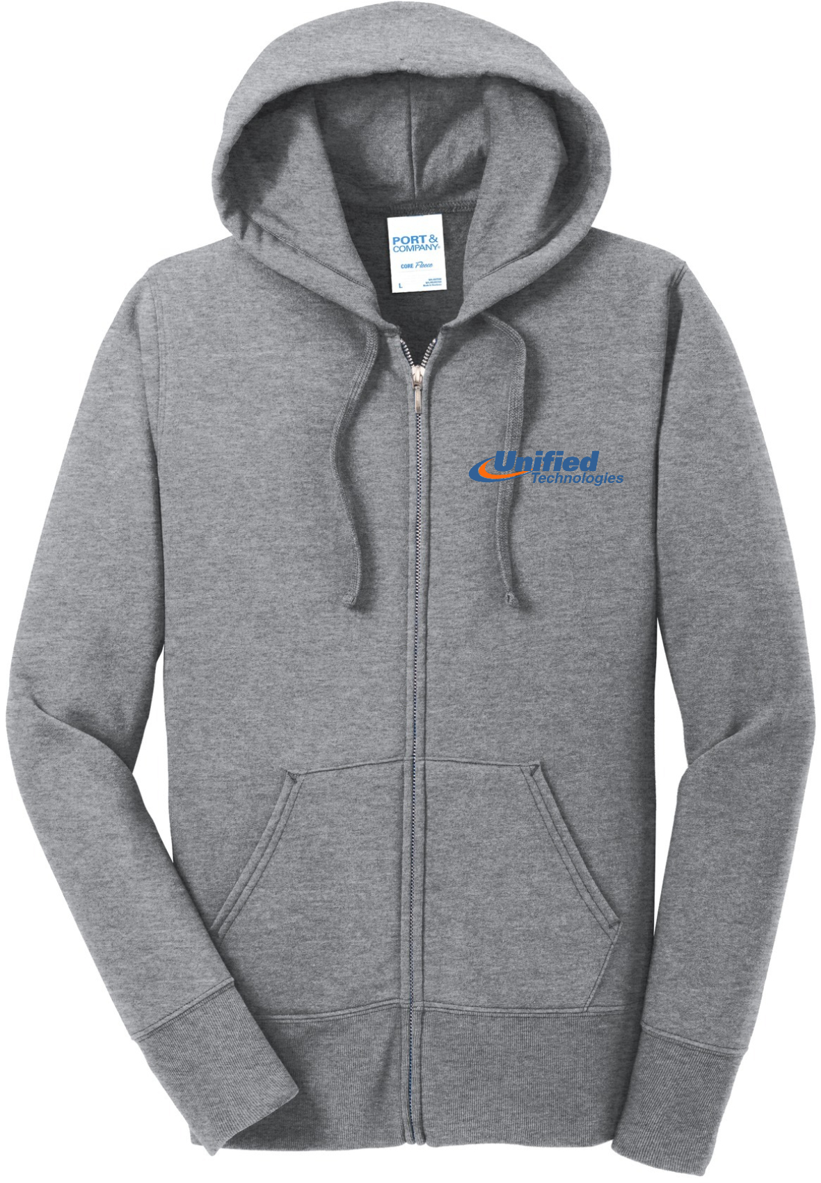 Port & Company® Women's Core Fleece Full-Zip Hooded Sweatshirt - LPC78ZH (Blue Logo)
