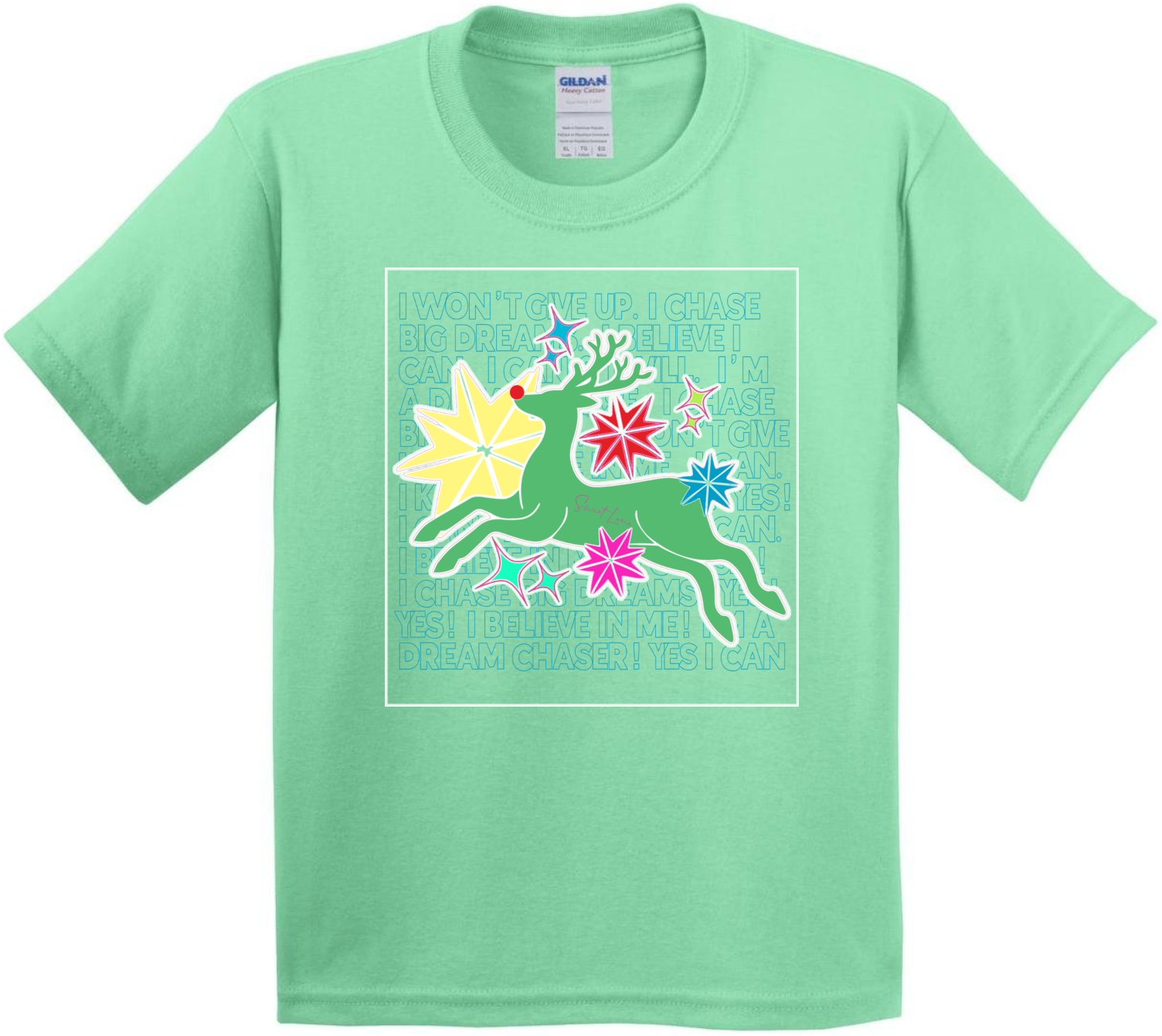 deer 2 on green with text