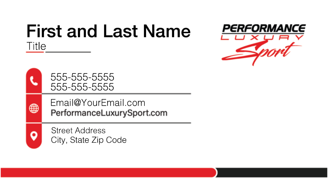 Performance Luxury – Business Cards