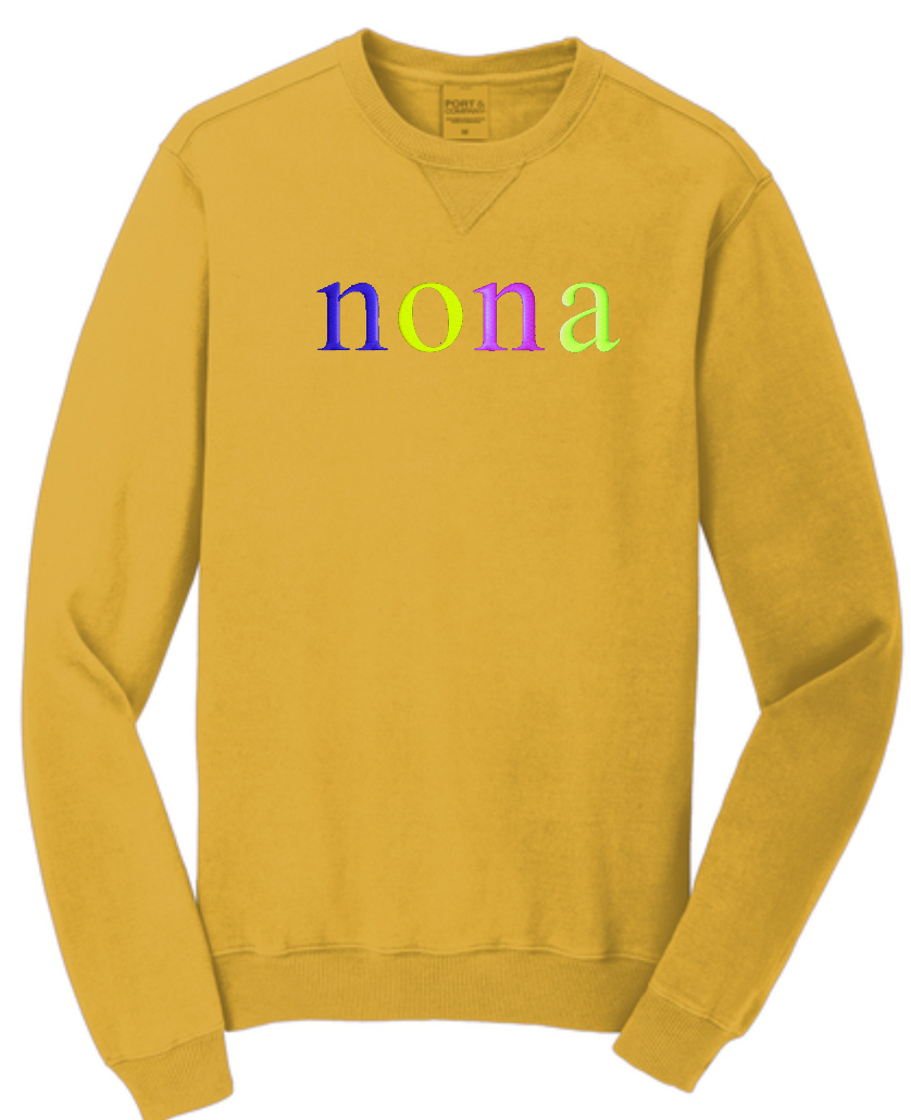 NONA COLORFUL emb on UNISEX Beach Wash Crewneck Sweatshirt