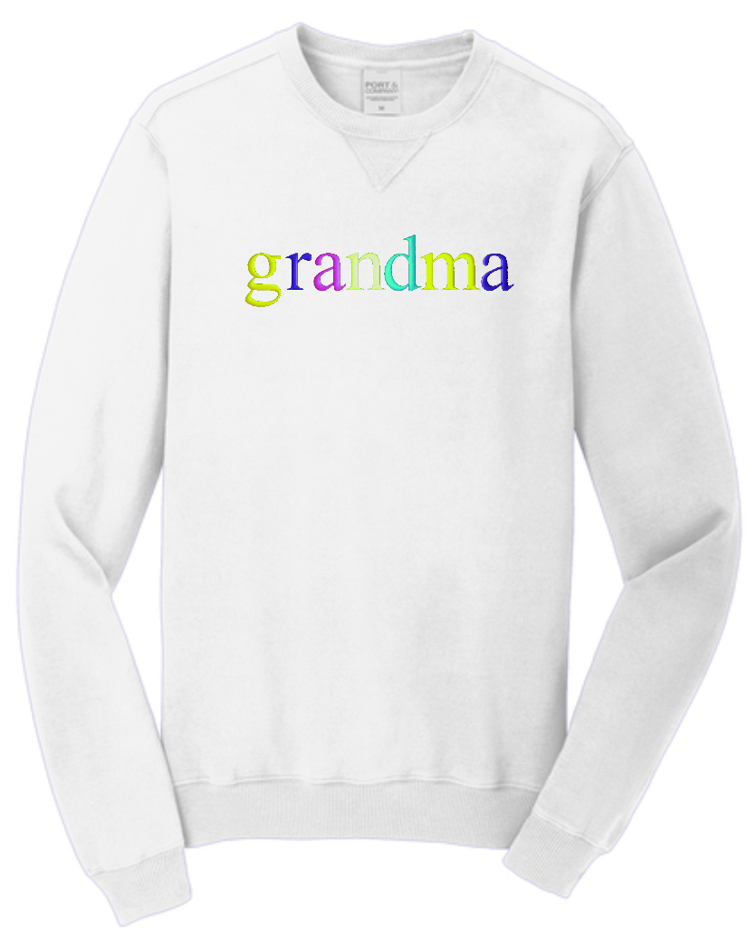 GRANDMA COLORFUL emb on UNISEX Beach Wash Crewneck Sweatshirt