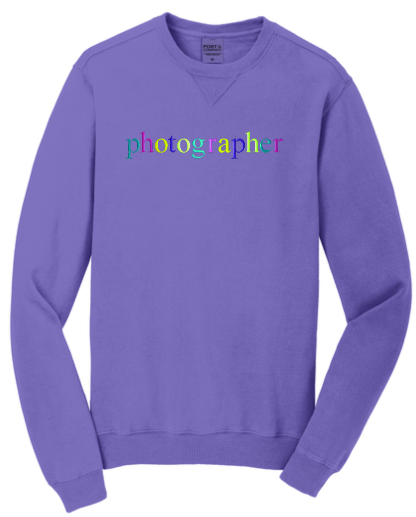 PHOTOGRAPHER COLORFUL emb on UNISEX Beach Wash Crewneck Sweatshirt
