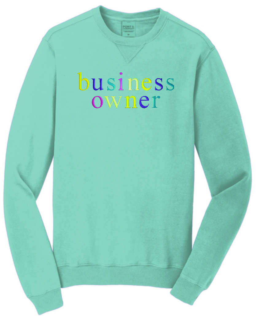 BUSINESS OWNER COLORFUL emb on UNISEX Beach Wash Crewneck Sweatshirt