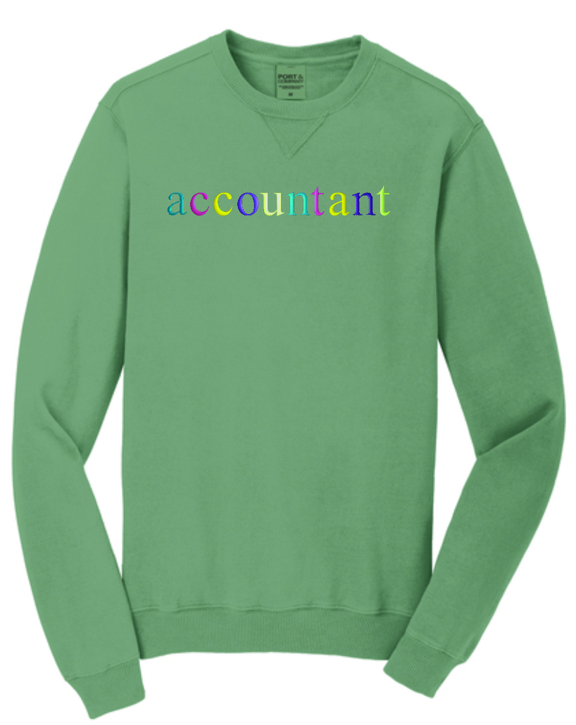 ACCOUNTANT COLORFUL emb on UNISEX Beach Wash Crewneck Sweatshirt